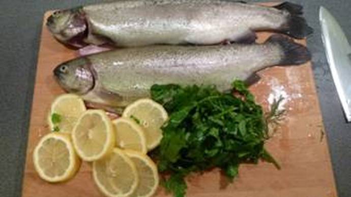 Rieslinga vakars, sālī gatavota forele